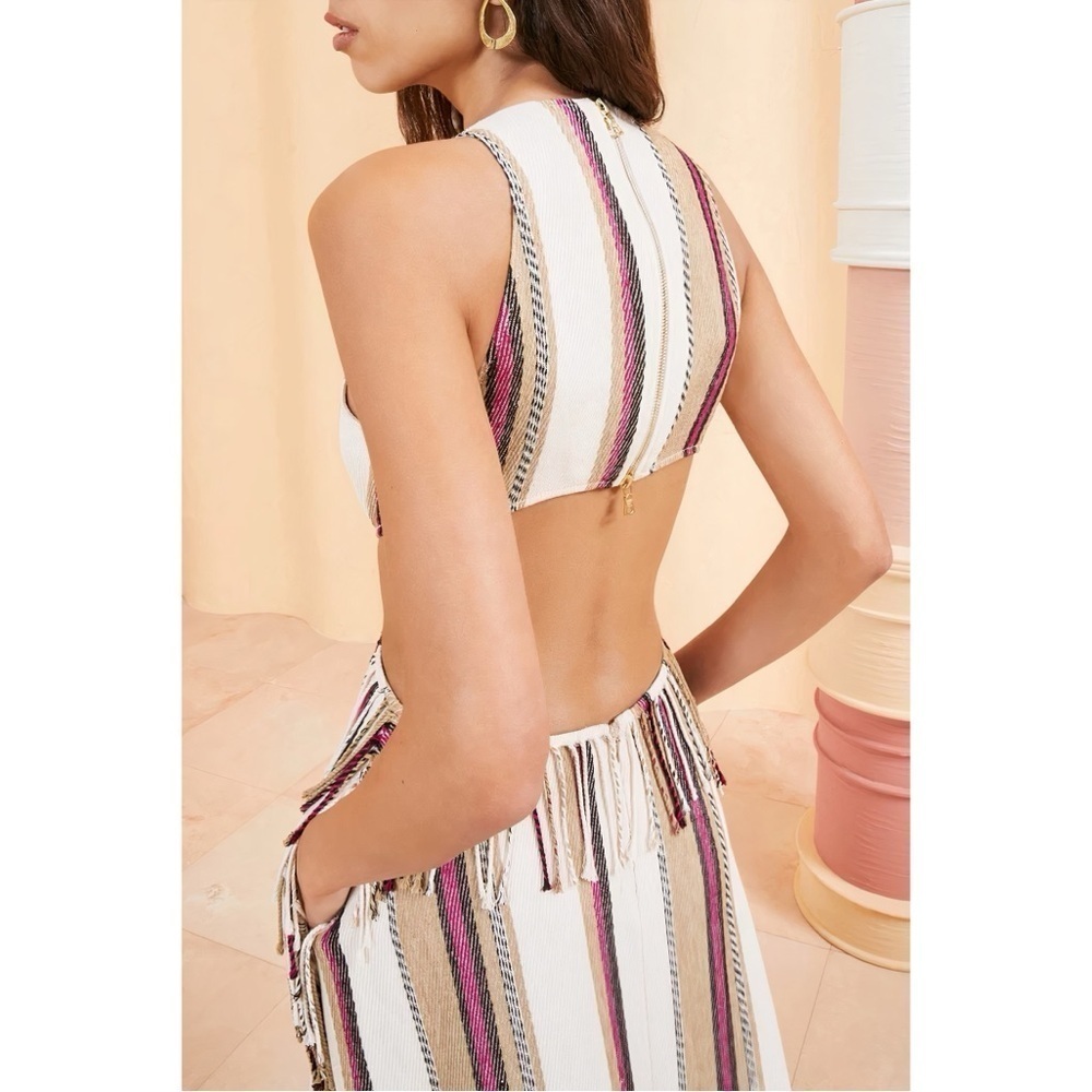Ulla Johnson Maxi Linen Cut-Out Caterina Striped Dress - Picture 5 of 7